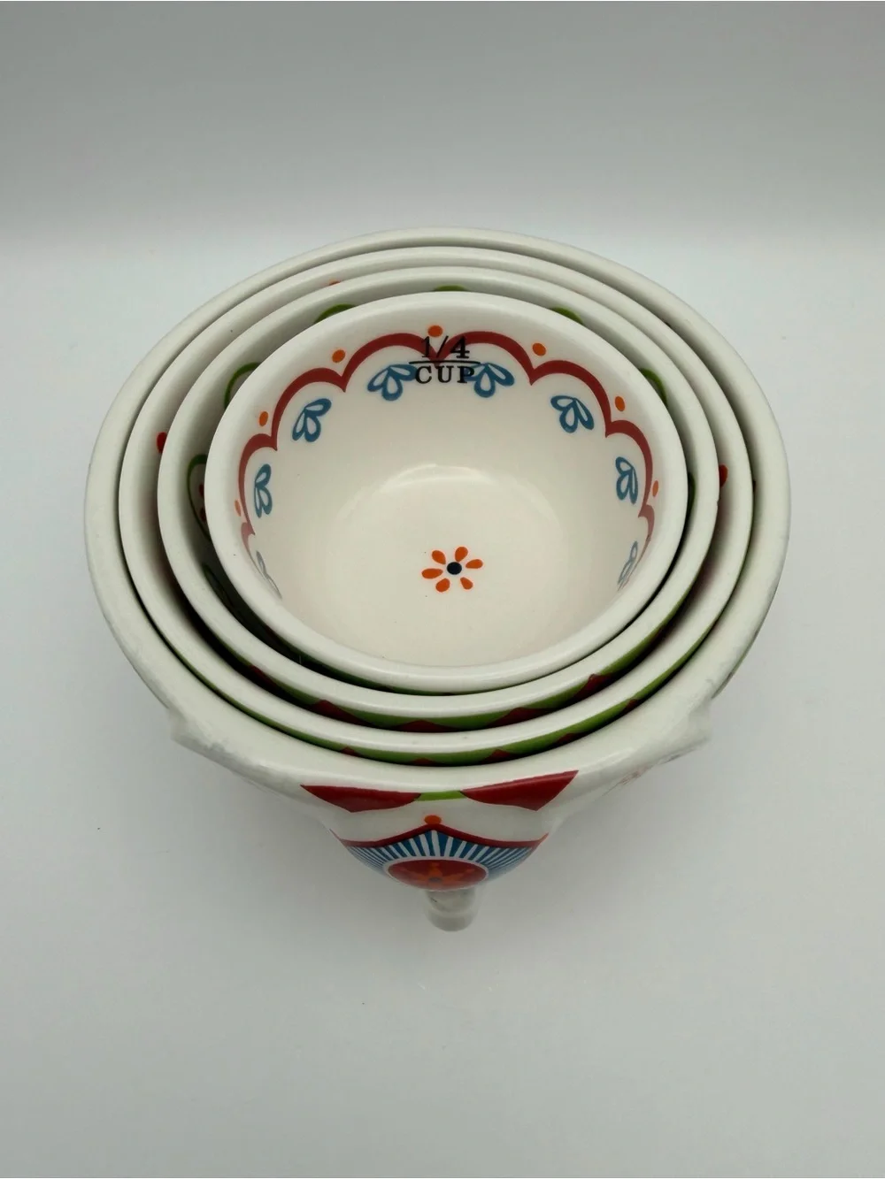 Pier 1 Imports Elephant Nesting Measuring Bowl Set Hand Painted Dolomite 4 Pc